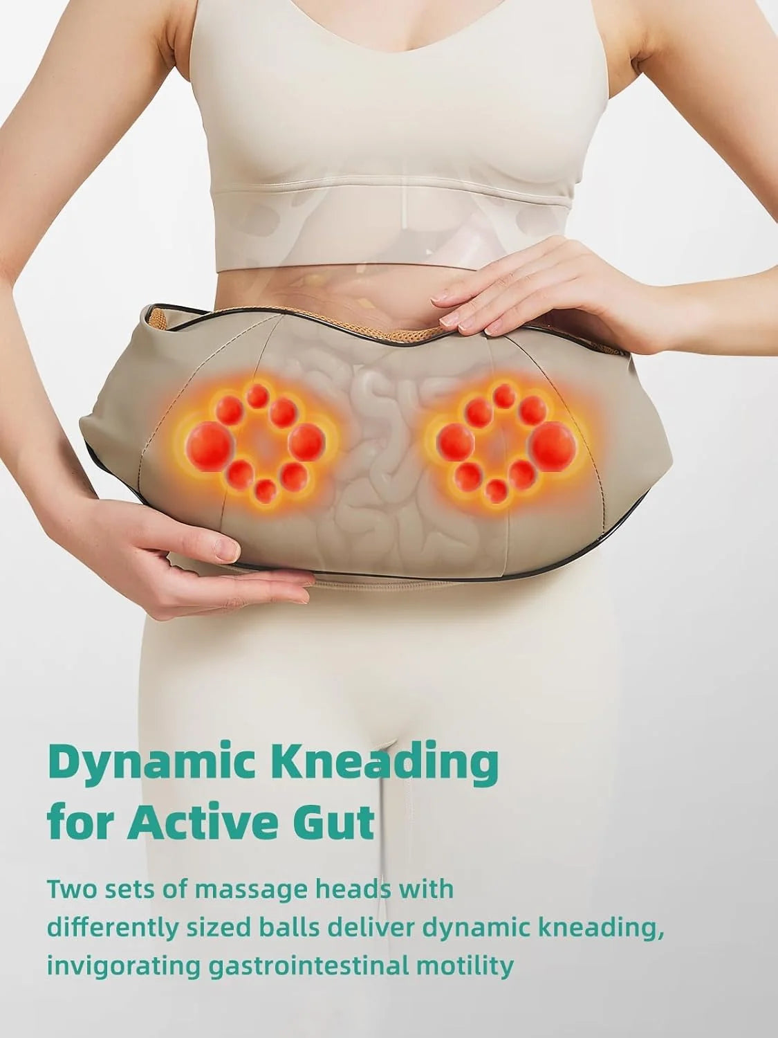 Abdominal Massager Dual Rotating Heads Built-In Heat Rechargeable