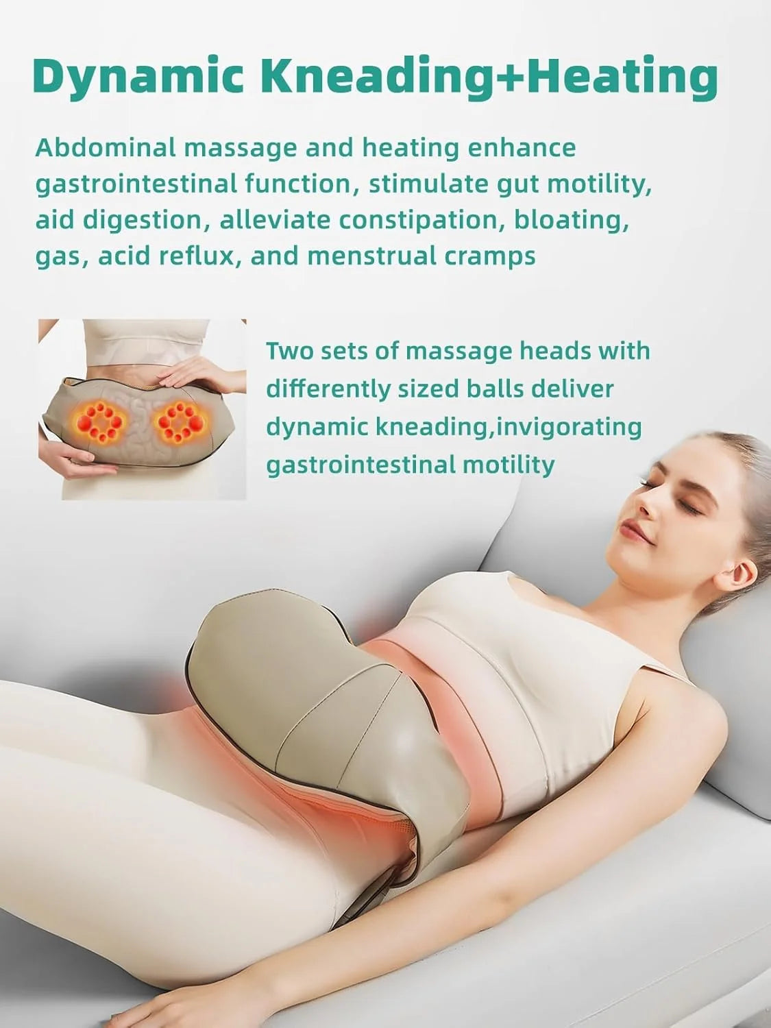 Abdominal Massager Dual Rotating Heads Built-In Heat Rechargeable