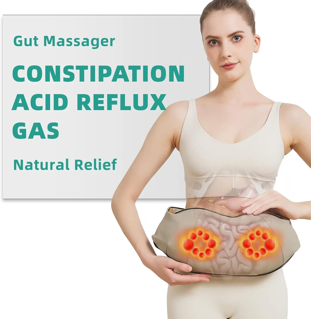 Abdominal Massager Dual Rotating Heads Built-In Heat Rechargeable