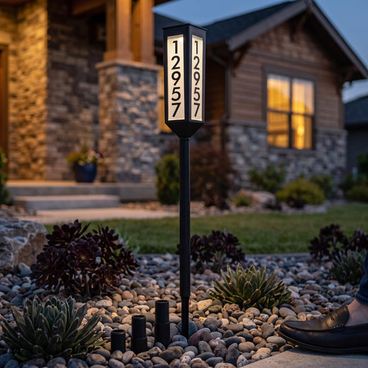 Address Stake Solar Automatic LED Four-Sided Adjustable Height