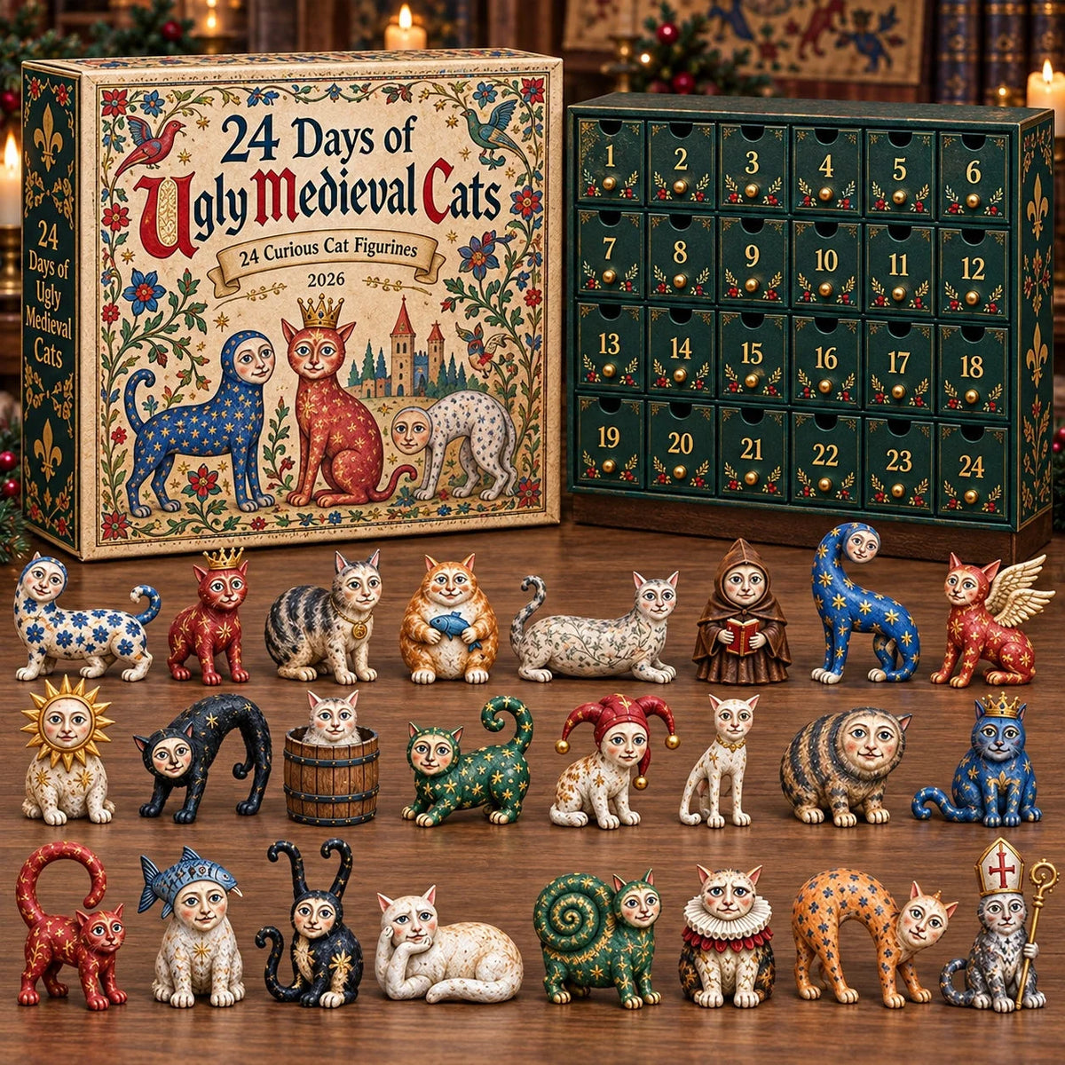 Advent Calendar 24 Acrylic Cat Ornaments
