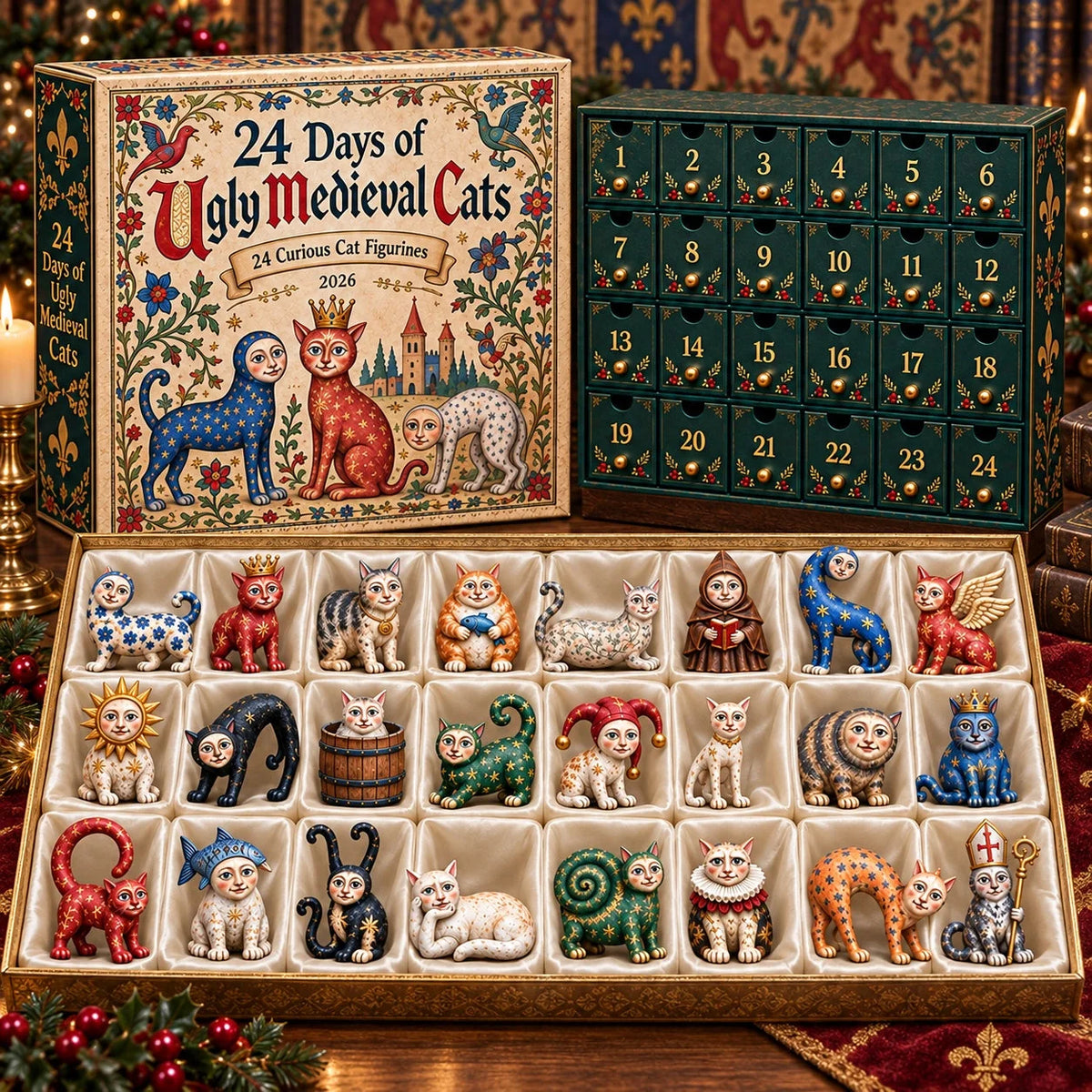 Advent Calendar 24 Acrylic Cat Ornaments