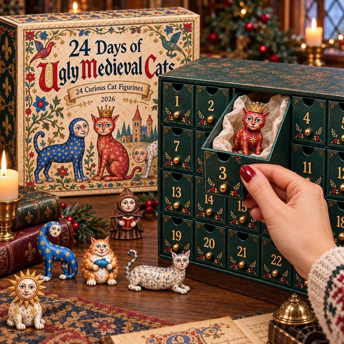 Advent Calendar 24 Acrylic Cat Ornaments