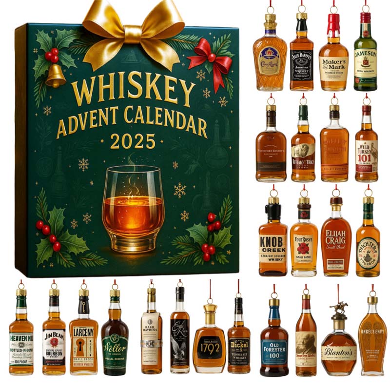 Advent Calendar 24-Day Acrylic Whiskey Bottle Replicas Reusable