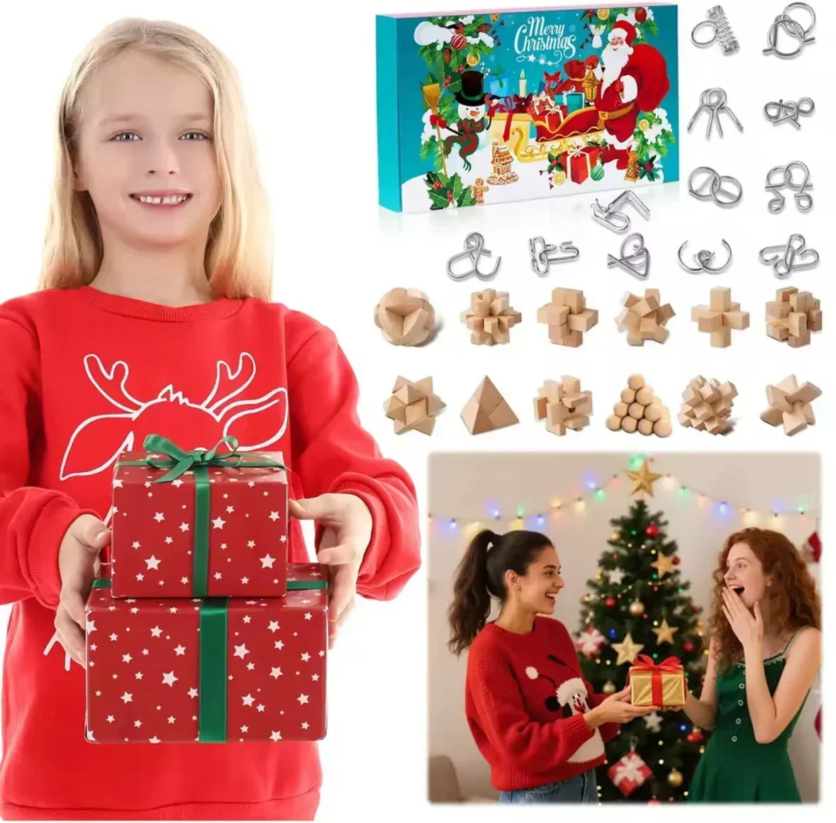 Advent Calendar 24-Day Metal & Wooden Puzzles