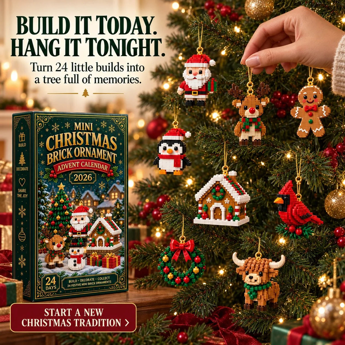 Advent Calendar 24 Mini Building Sets Hanging Christmas Decorations