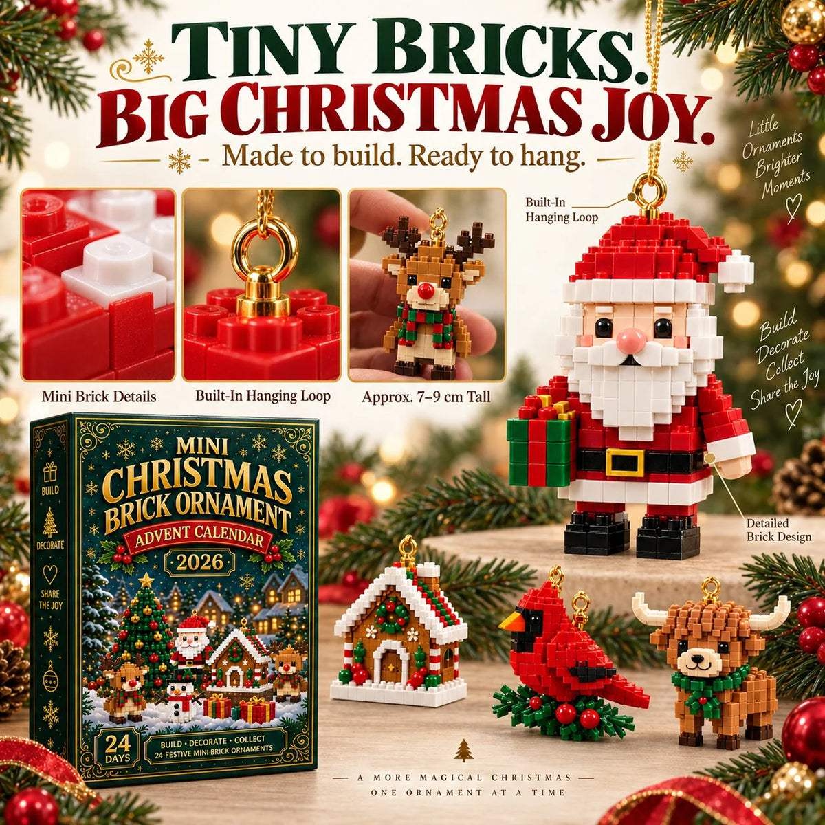 Advent Calendar 24 Mini Building Sets Hanging Decorations