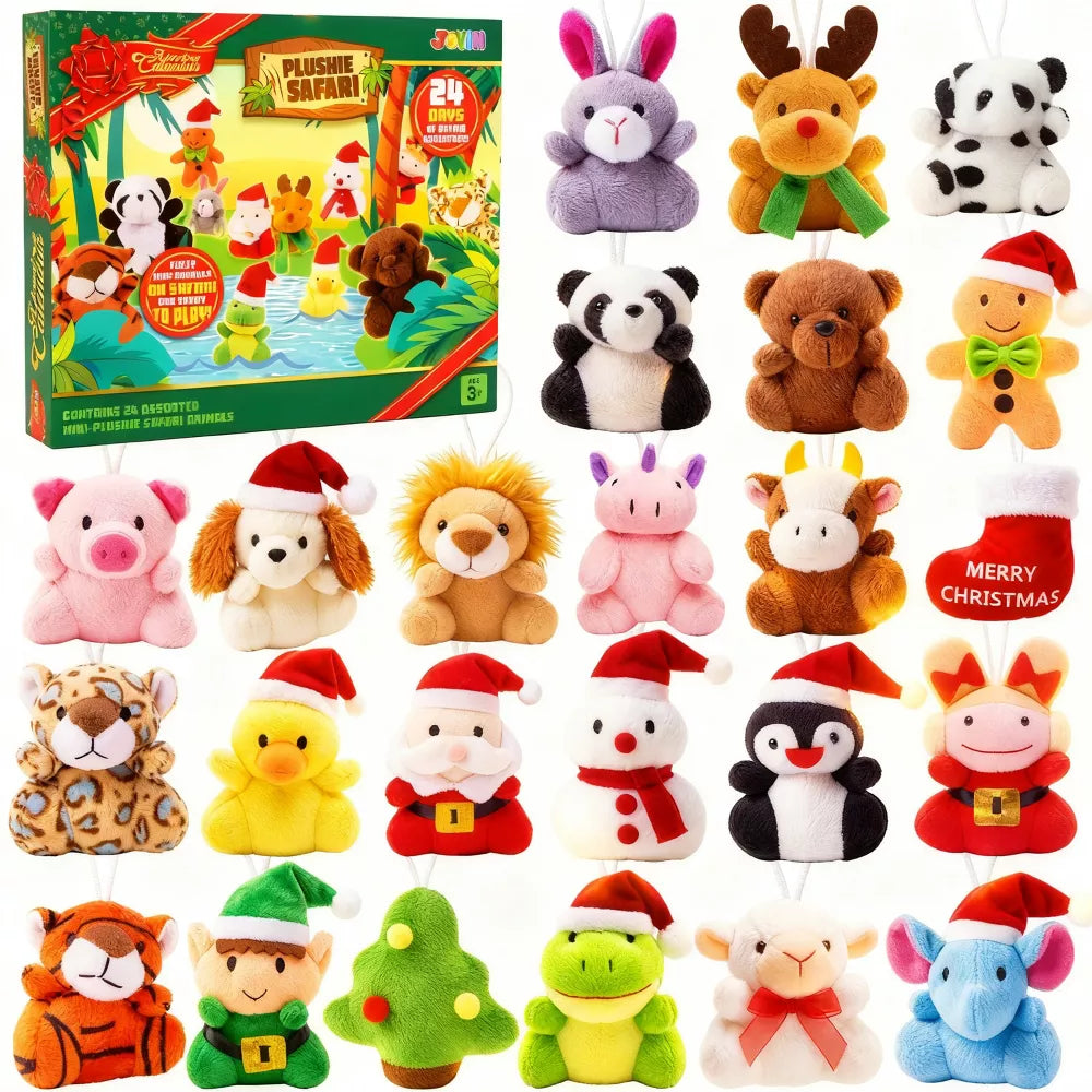 Advent Calendar 24 Mini Plush Animals Numbered Doors