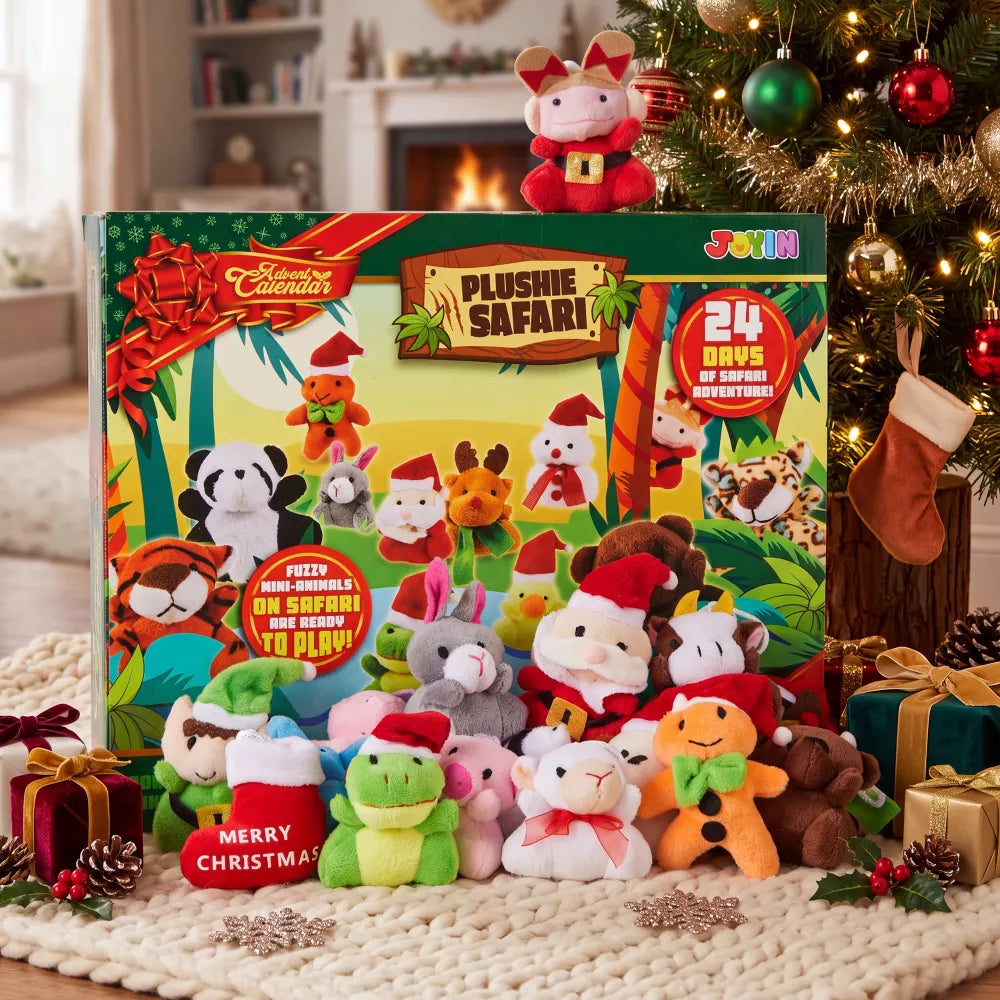 Advent Calendar 24 Mini Plush Animals Numbered Doors