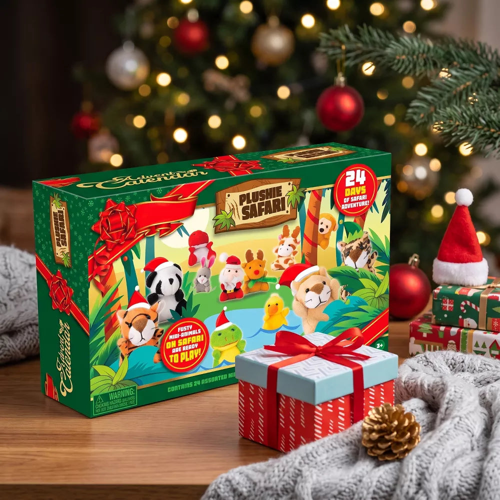 Advent Calendar 24 Mini Plush Animals Numbered Doors