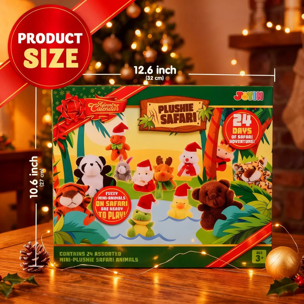 Advent Calendar 24 Mini Plush Animals Numbered Doors