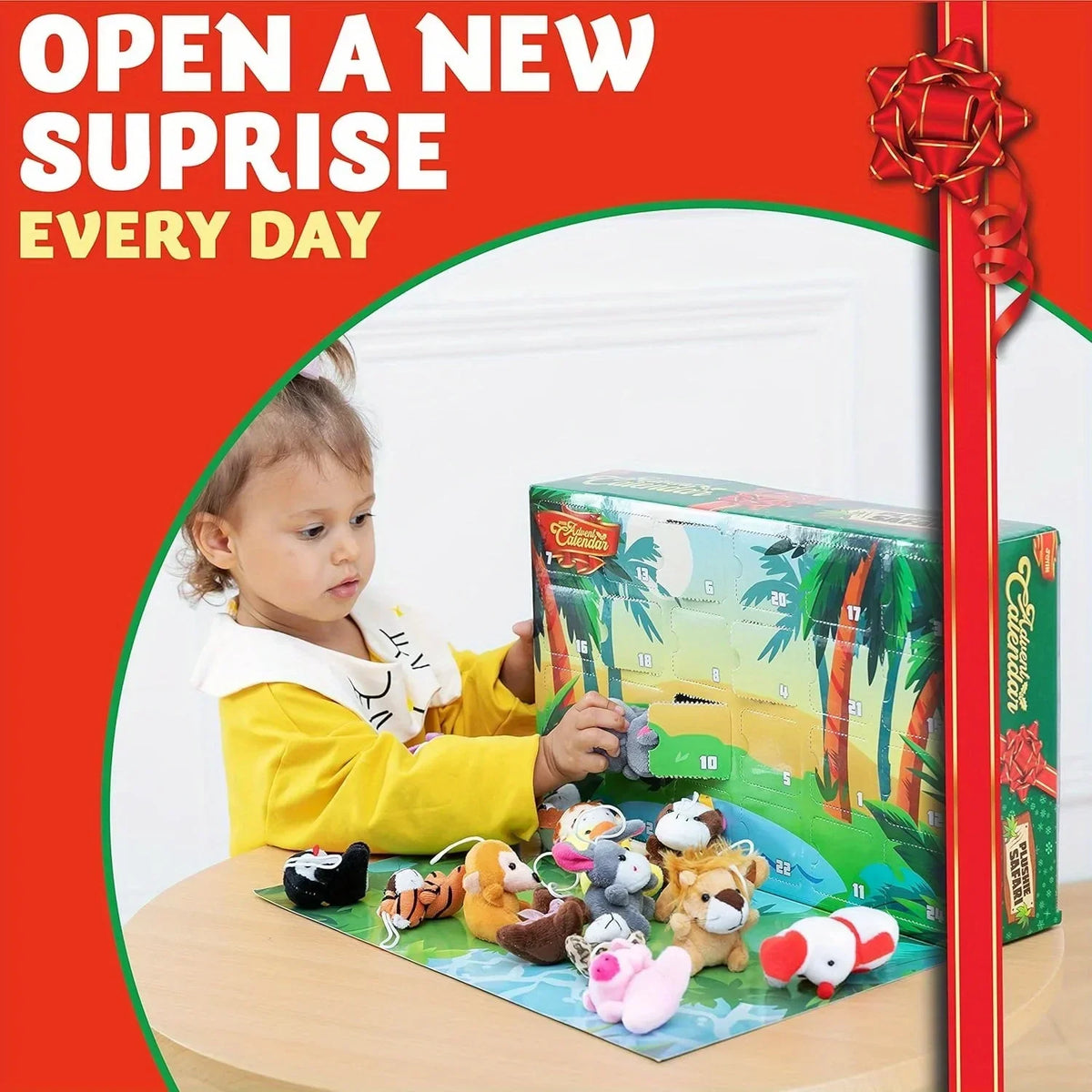 Advent Calendar 24 Mini Plush Animals Reusable