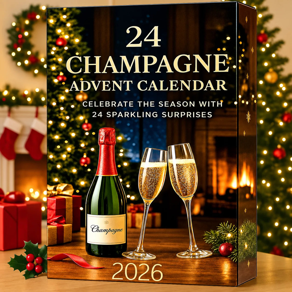 Advent Calendar 24 Miniature Bottles Non-Alcoholic Decor