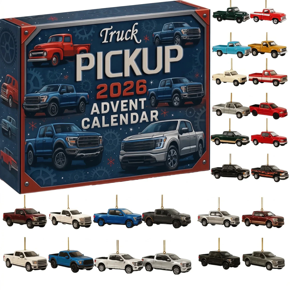 Advent Calendar 24 Miniature Pickup Trucks Collectible Set