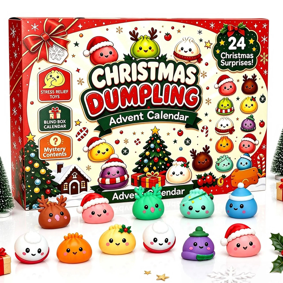 Advent Calendar 24 Squeeze Figures TPR Stress Relief