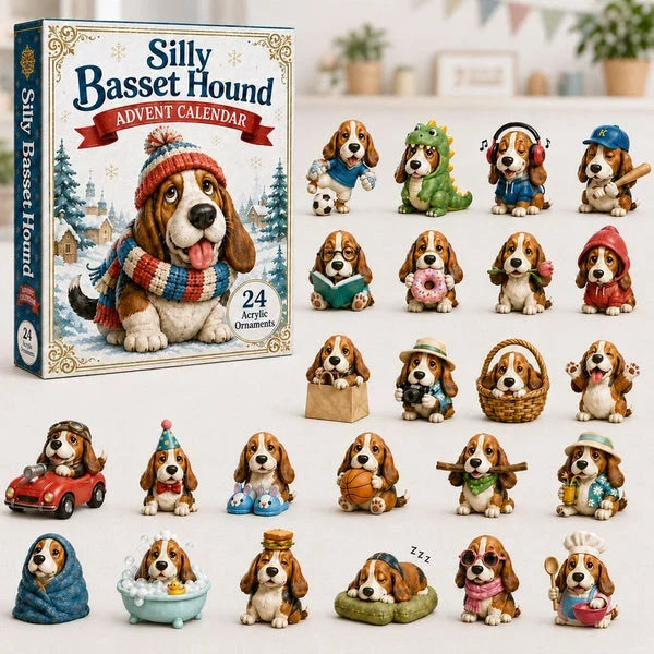Advent Calendar Basset Hound 24 Acrylic Ornaments