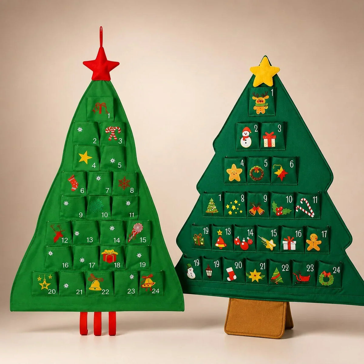 Advent Calendar Christmas Tree 24 Refillable Fabric Pockets