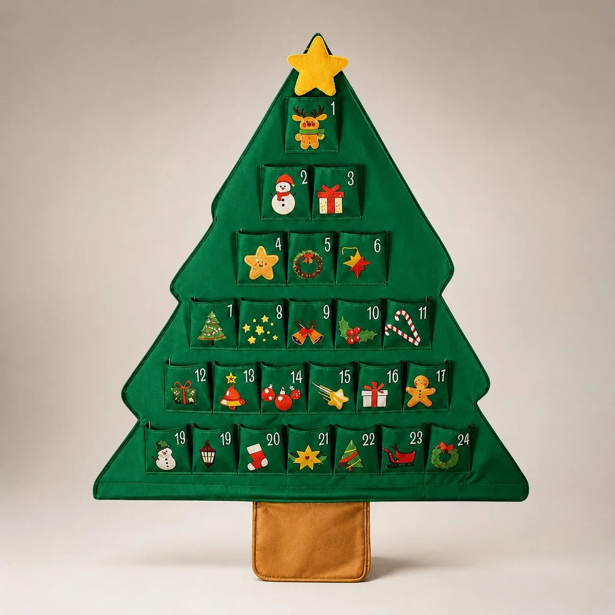 Advent Calendar Christmas Tree 24 Refillable Fabric Pockets