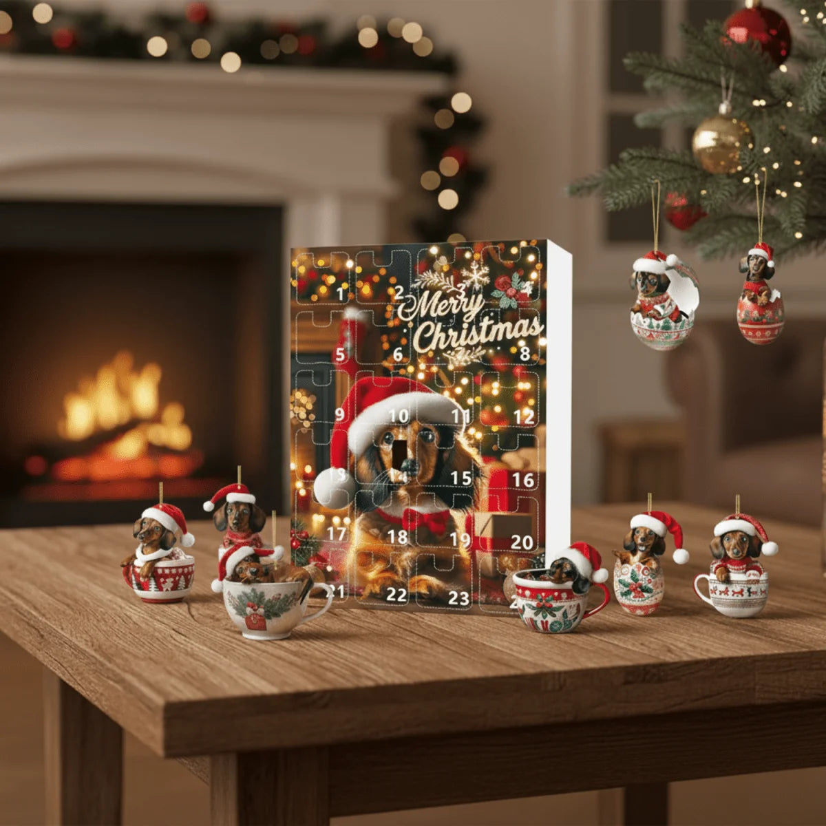 Advent Calendar Dachshund-Themed 24-Day Countdown Acrylic