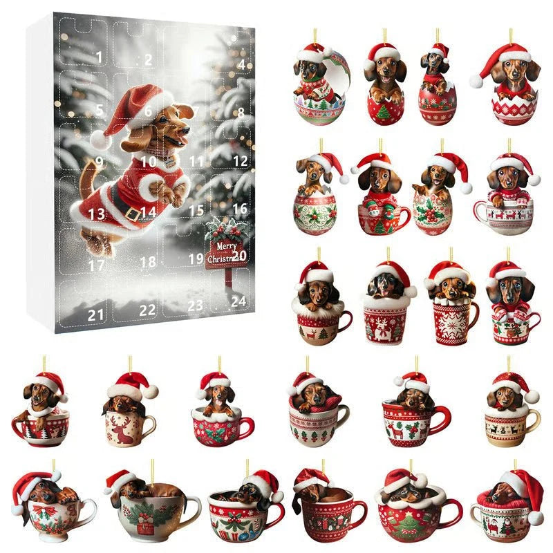 Advent Calendar Dachshund-Themed 24-Day Countdown Acrylic