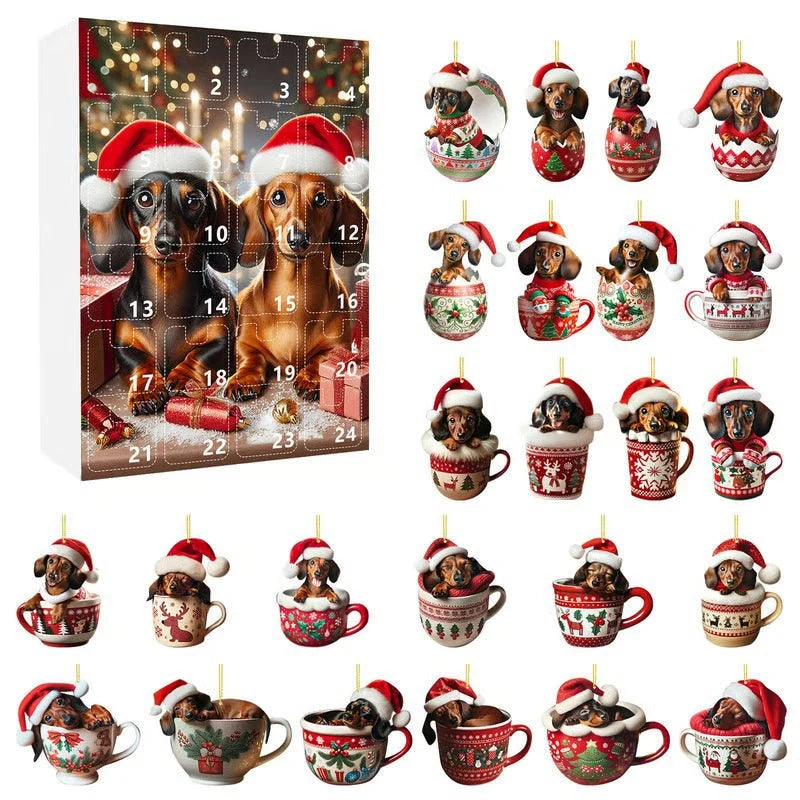 Advent Calendar Dachshund-Themed 24-Day Countdown Acrylic