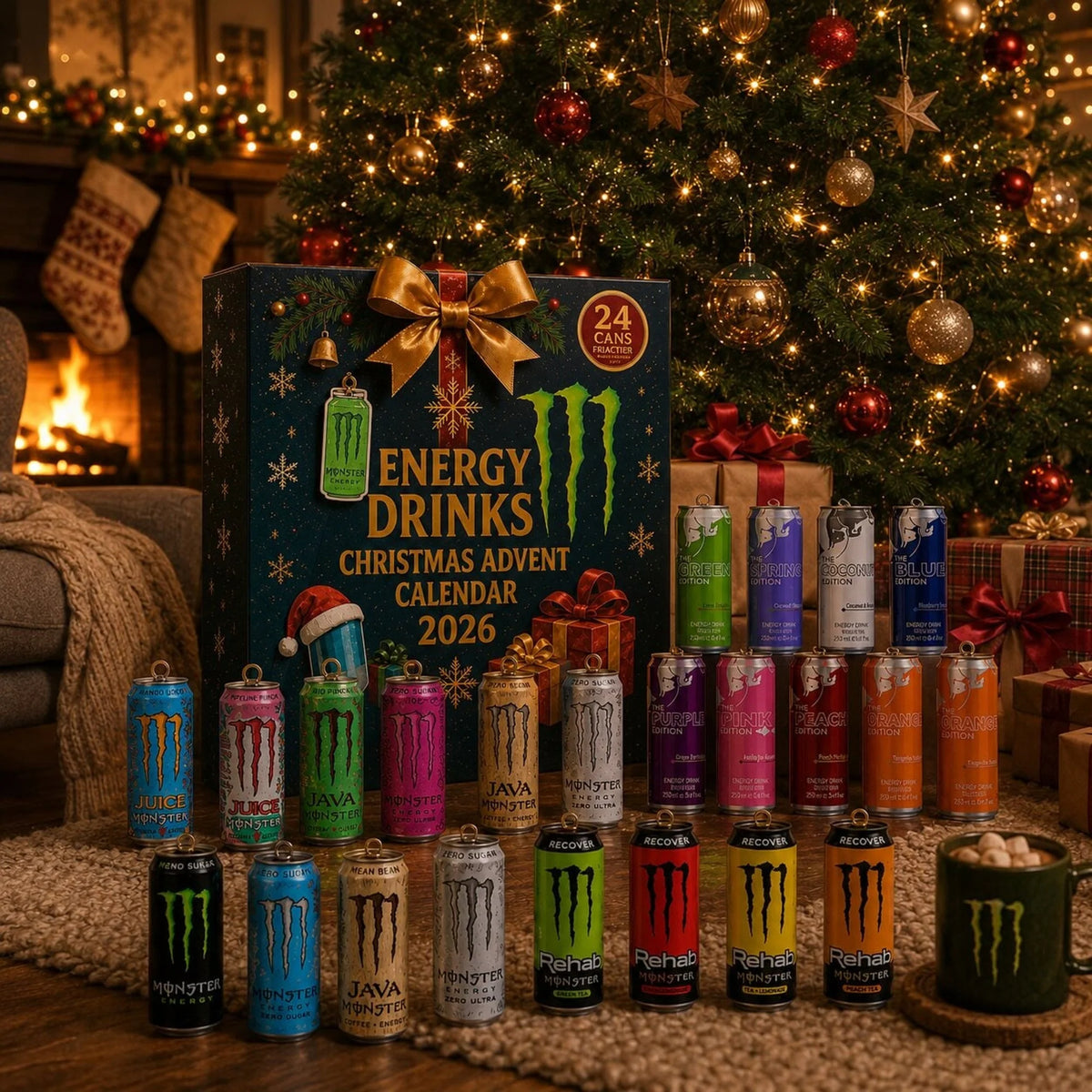 Advent Calendar Energy Drink-Inspired 24-Day Countdown Plastic