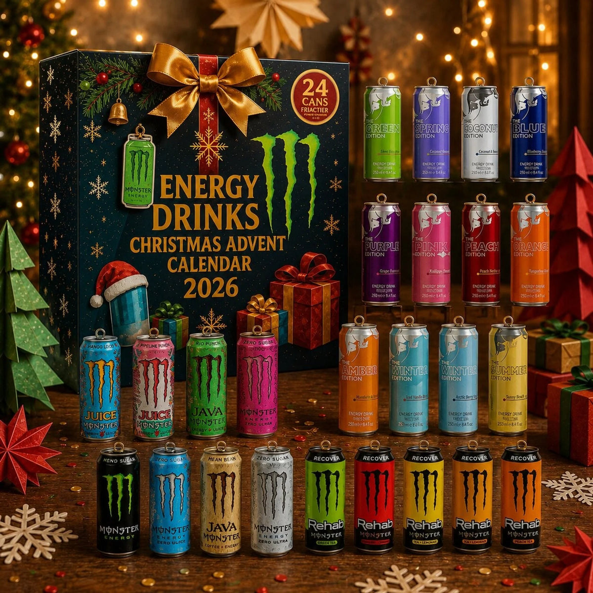 Advent Calendar Energy Drink-Inspired 24-Day Countdown Plastic