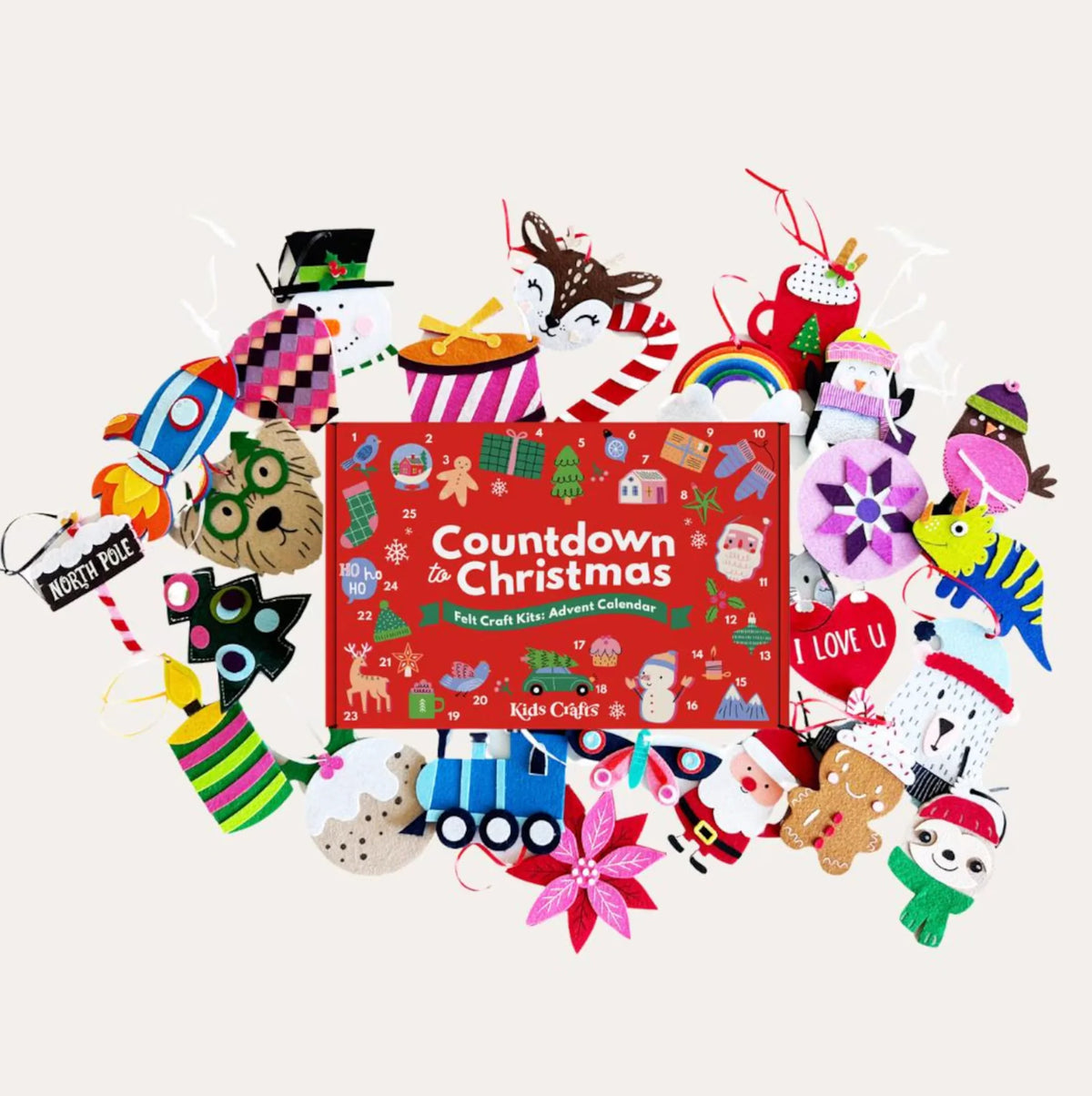Advent Calendar Felt Ornament Craft Kit Set of 25