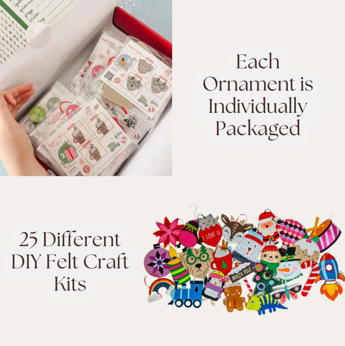 Advent Calendar Felt Ornament Craft Kit Set of 25