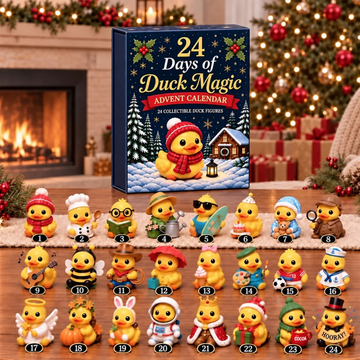 Advent Calendar Festive Duck Figures 24-Piece Set