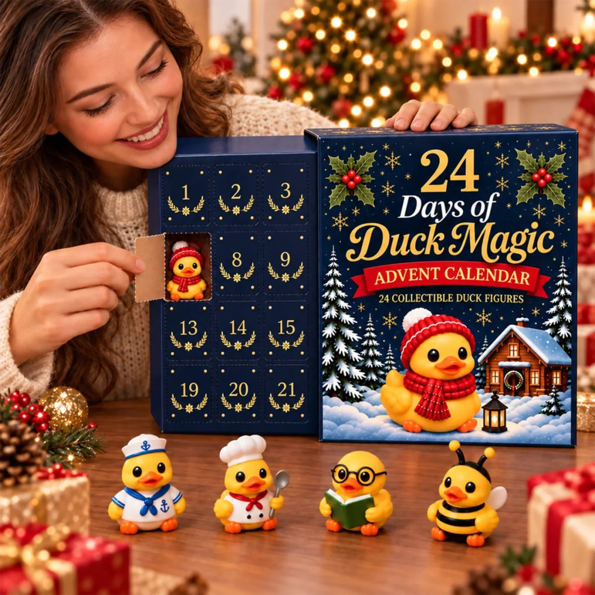 Advent Calendar Festive Duck Figures 24-Piece Set