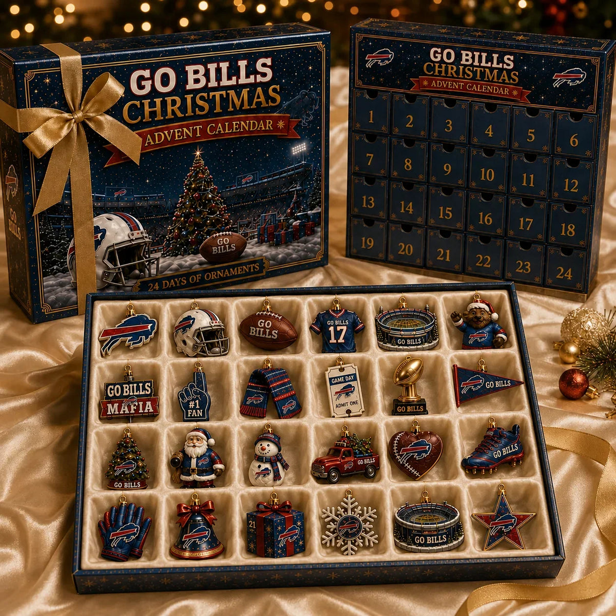Advent Calendar Football-Themed Set of 24 Ornaments