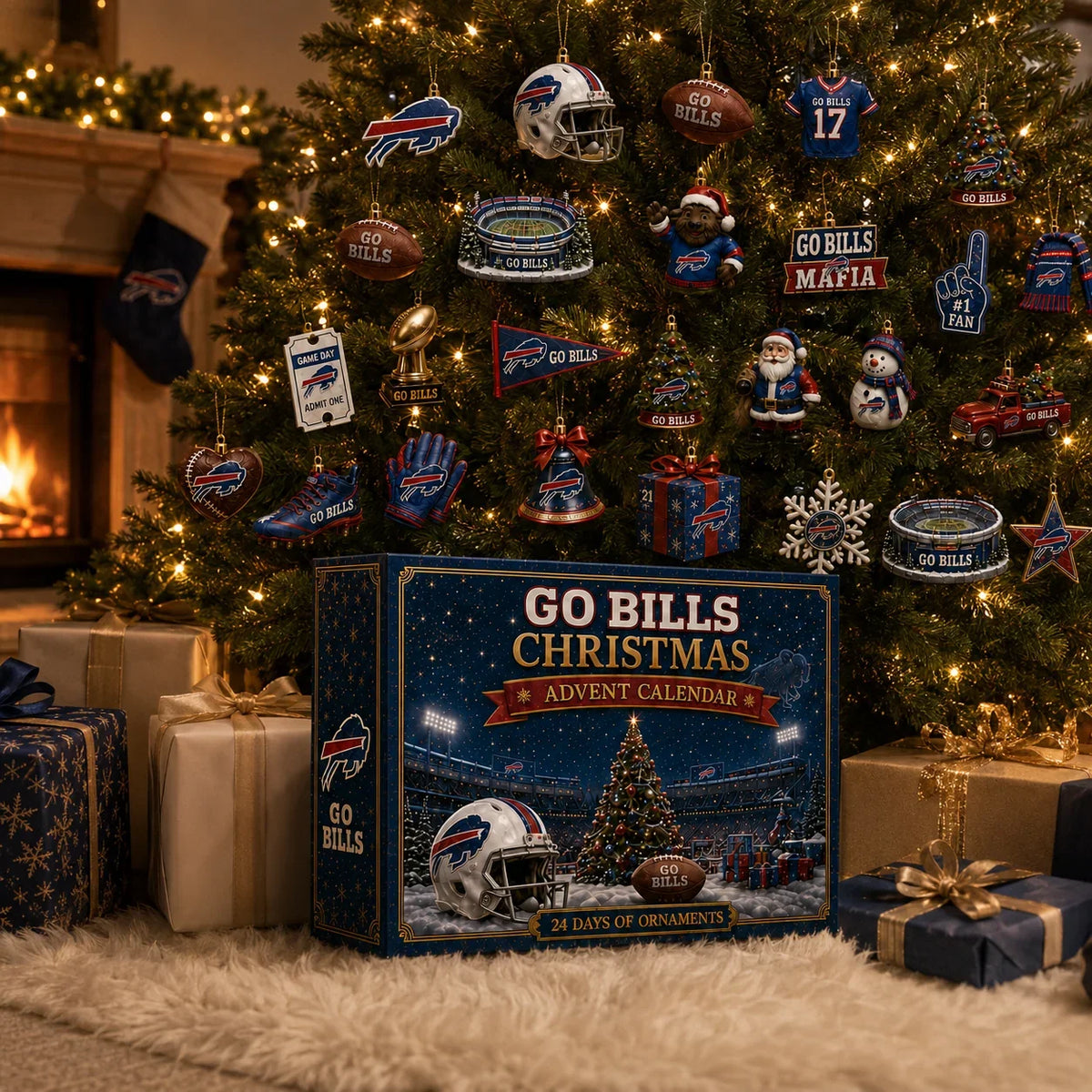 Advent Calendar Football-Themed Set of 24 Ornaments