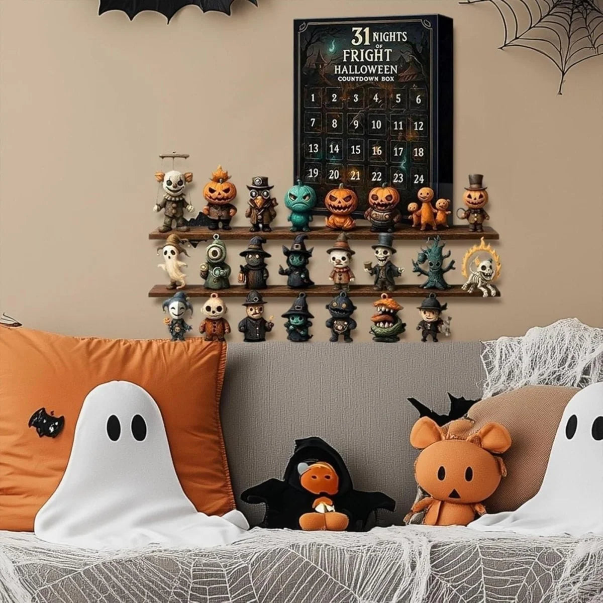 Advent Calendar Halloween Mini Figurines Reusable Tabletop Decor