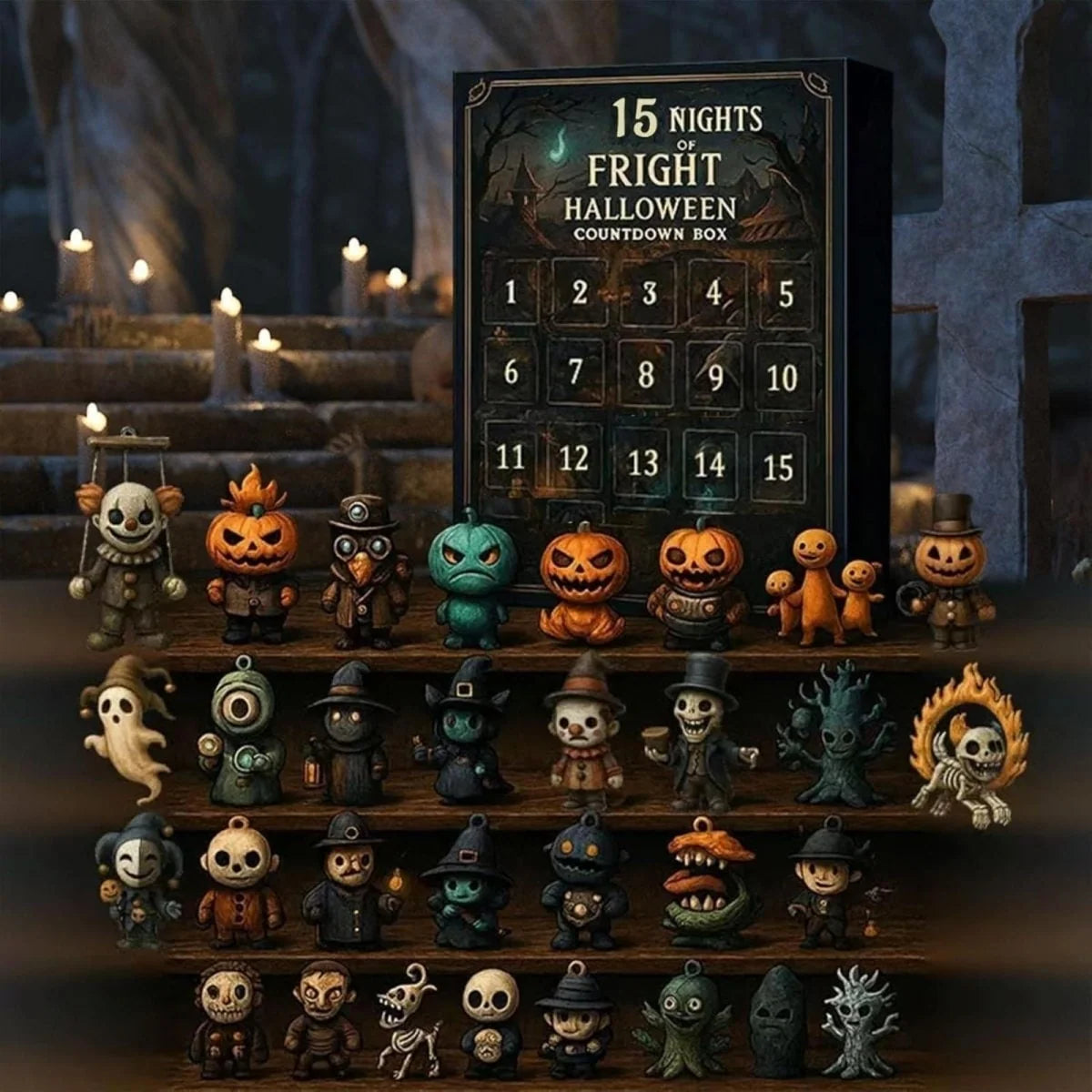 Advent Calendar Halloween Miniature Figurines Reusable】【。