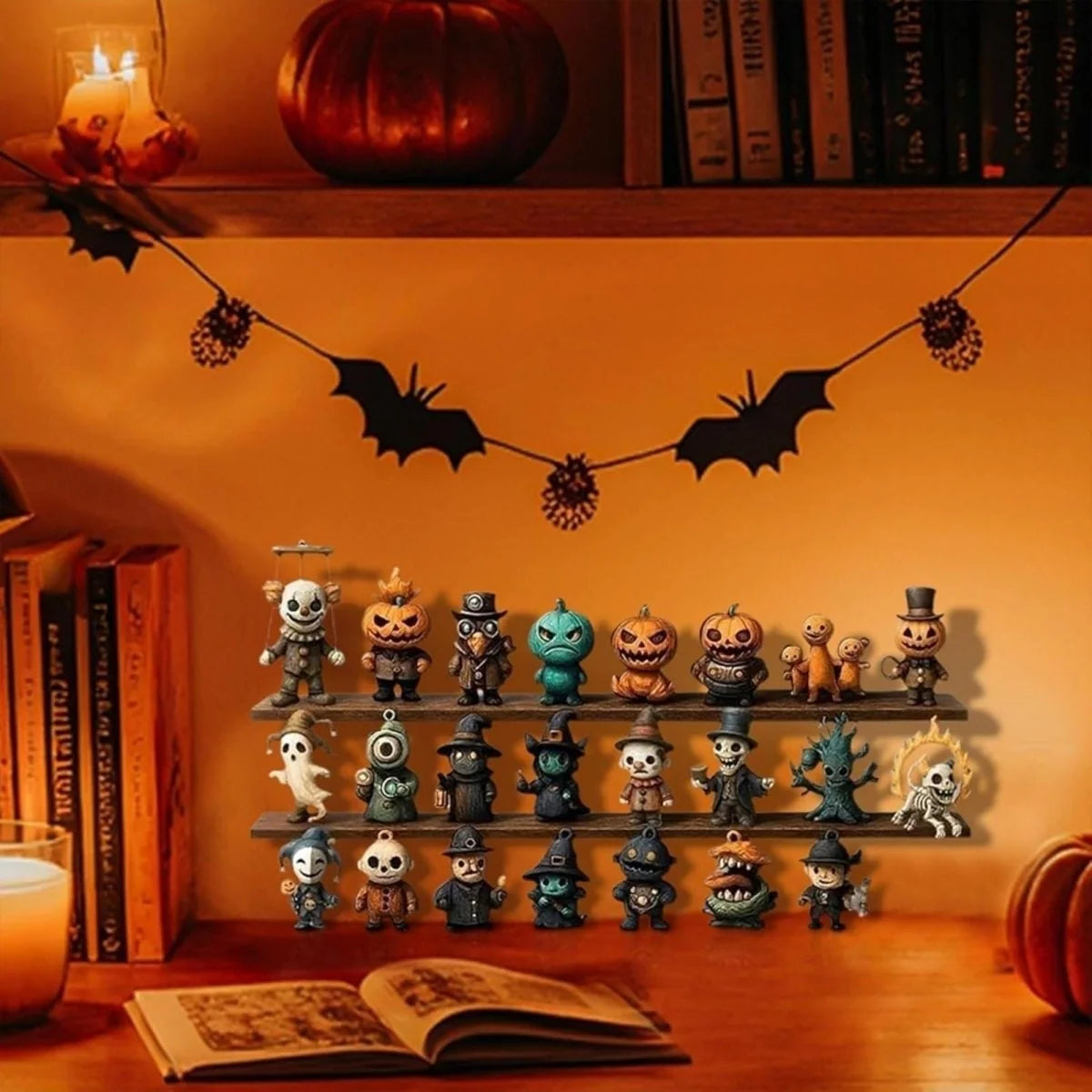 Advent Calendar Halloween Miniature Figurines Reusable】【。