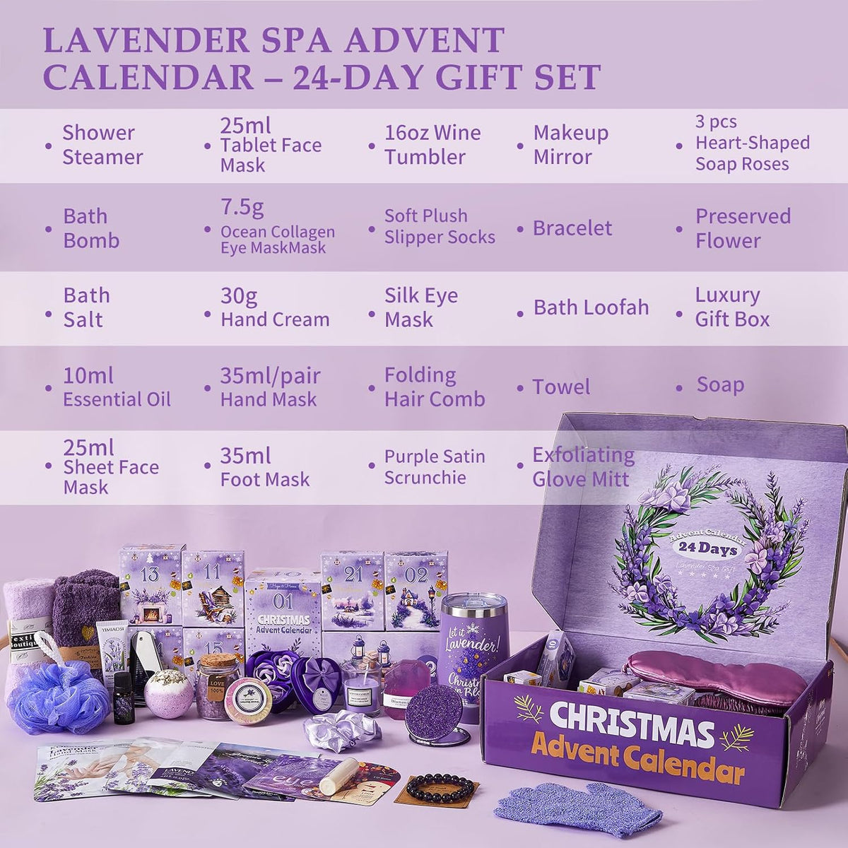 Advent Calendar Lavender Spa 24-Day Individually Boxed
