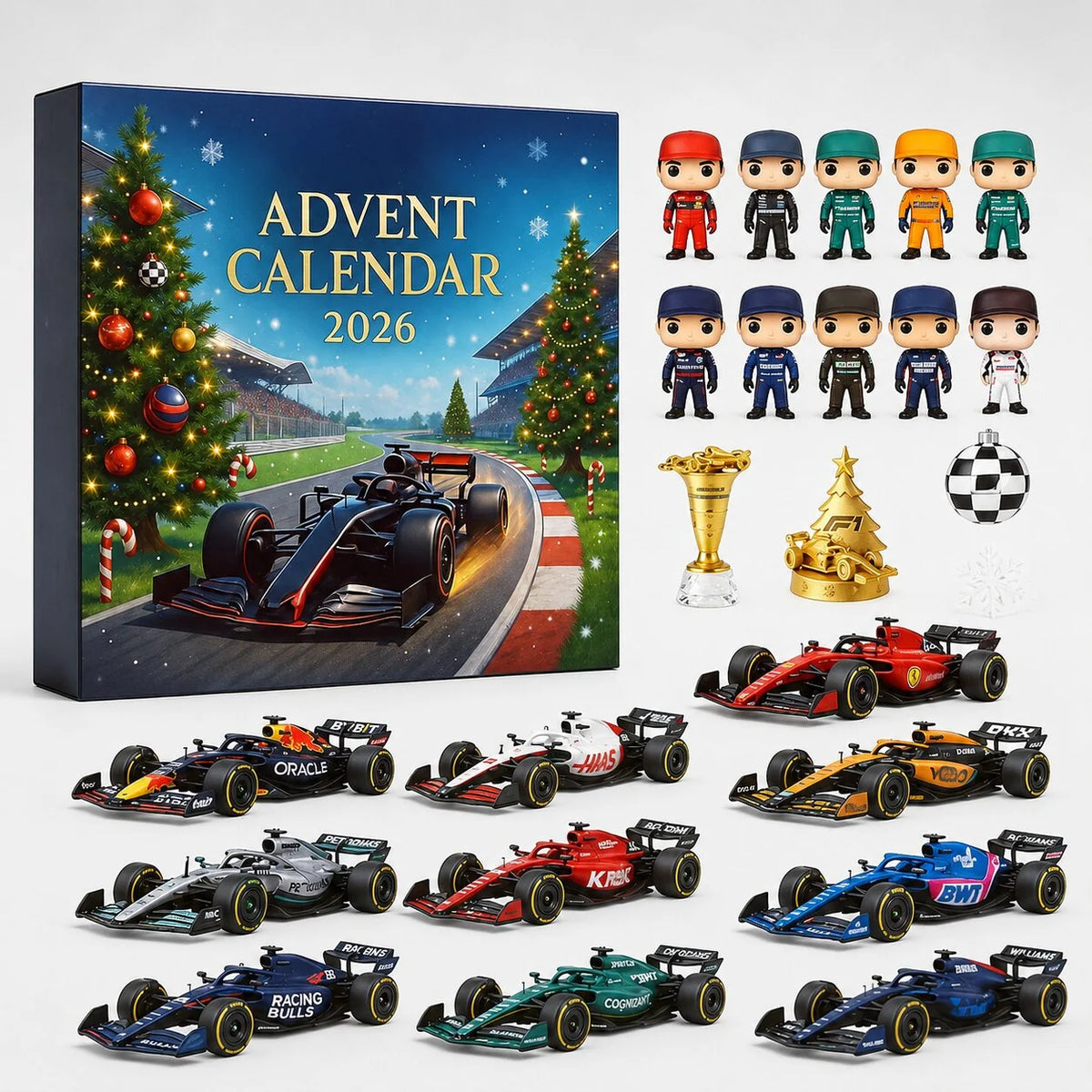 Advent Calendar Motorsport Designs 24 Surprises Plastic Decorations