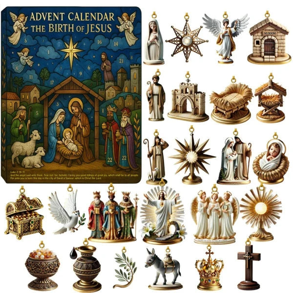 Advent Calendar Nativity Scene 24-Day Countdown with 24 Compartments