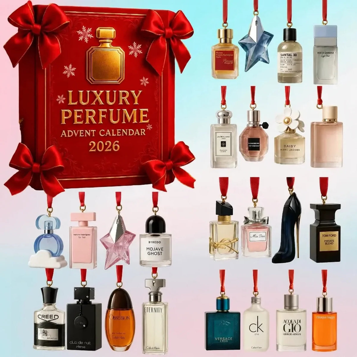 Advent Calendar Perfume Bottle Charms 24 Count Gift-Ready Display