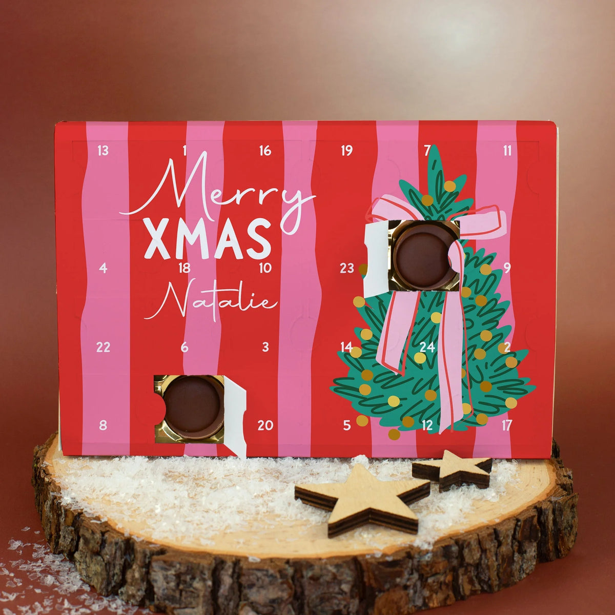 Advent Calendar Personalized Name 24 Chocolates Pre-Filled