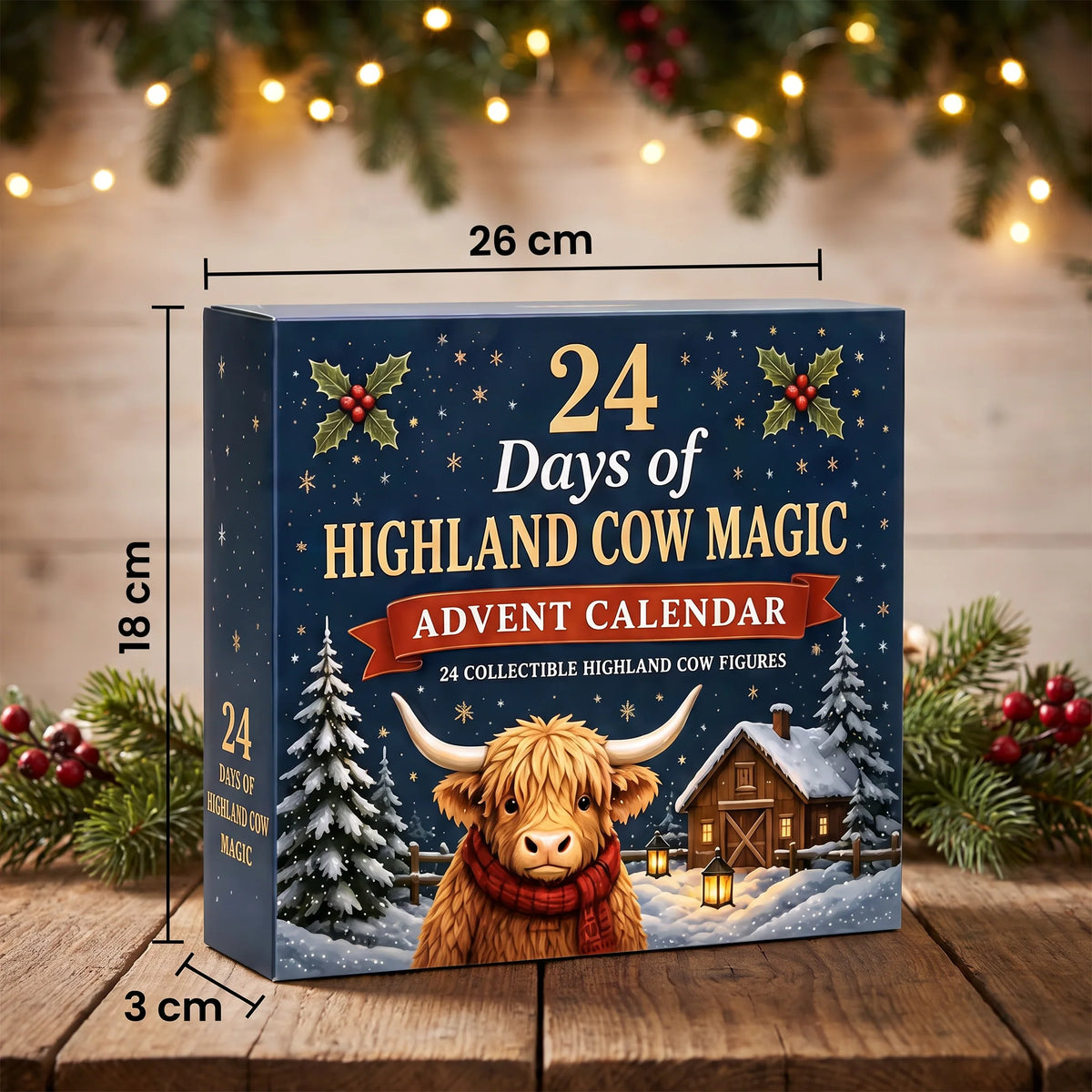 Advent Calendar Scottish Highland Cow Figures Set of 24