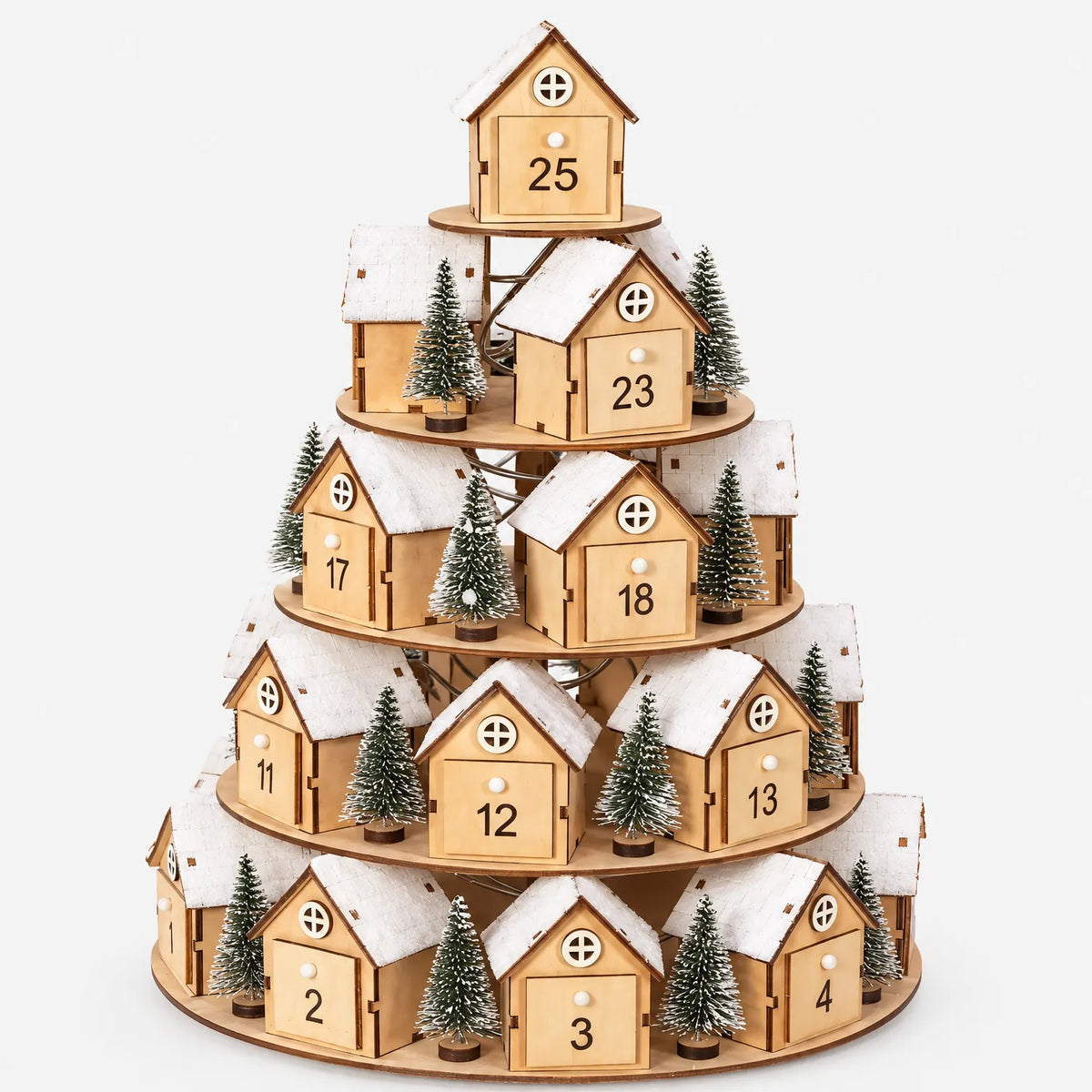 Advent Calendar Wooden 5-Tier 25 Numbered Drawers