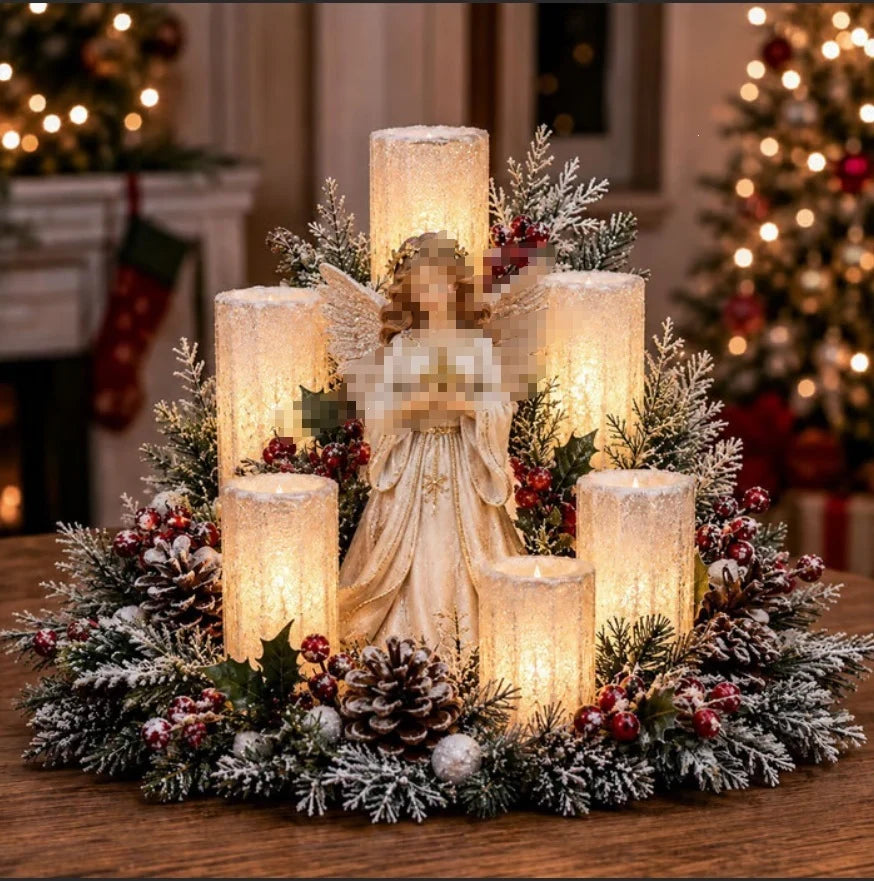 Advent Wreath Nativity Scene Four Flameless Candles