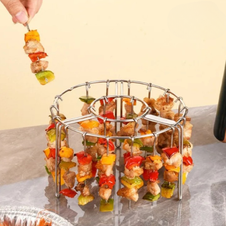 Air Fryer Skewer Attachment Rotating Stainless Steel 24 Skewers