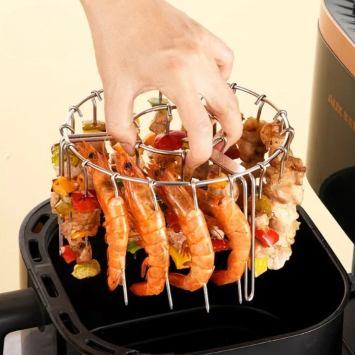 Air Fryer Skewer Rack Rotating Non-Stick Stainless Steel