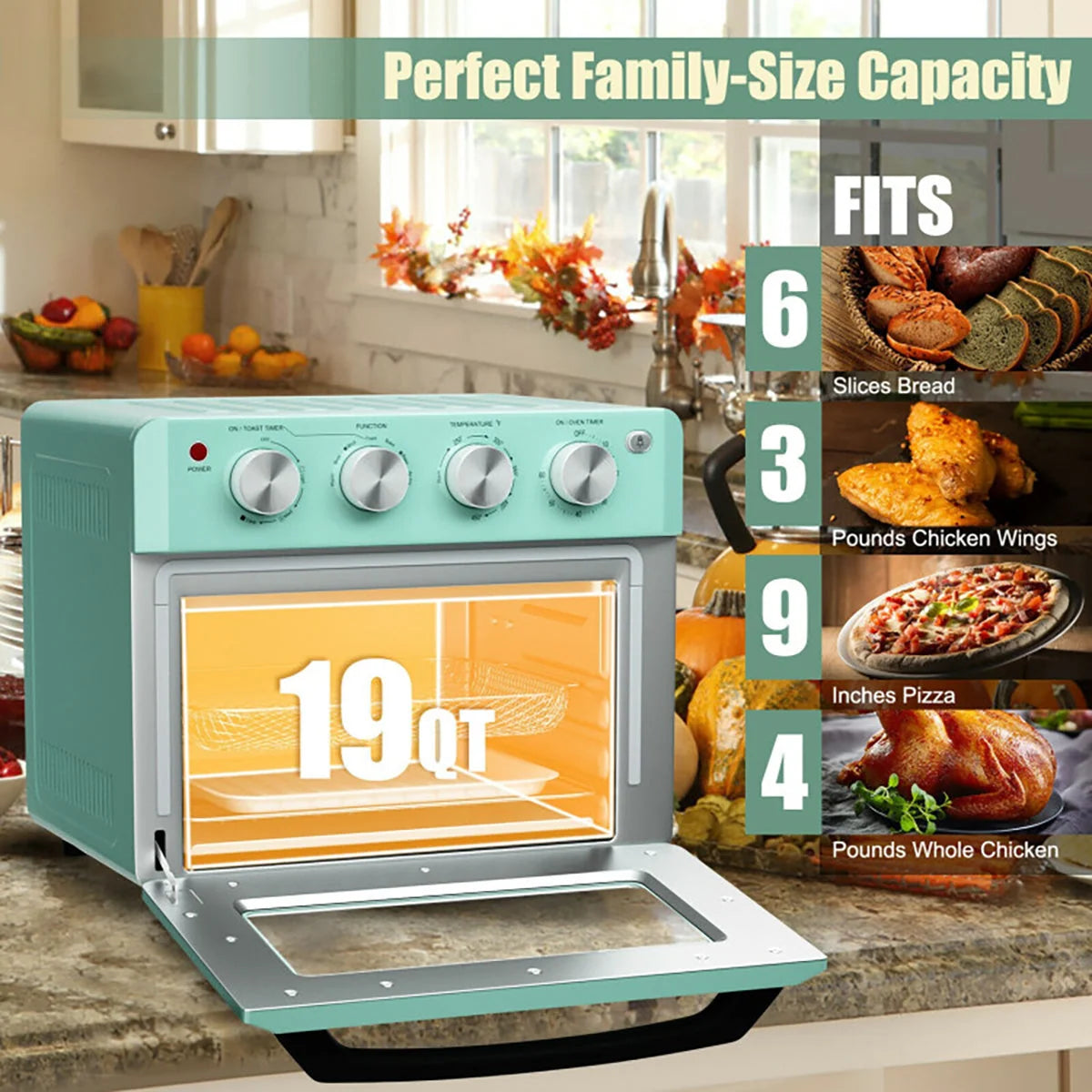 Air Fryer Toaster Oven 19 Qt Convection 7 Functions