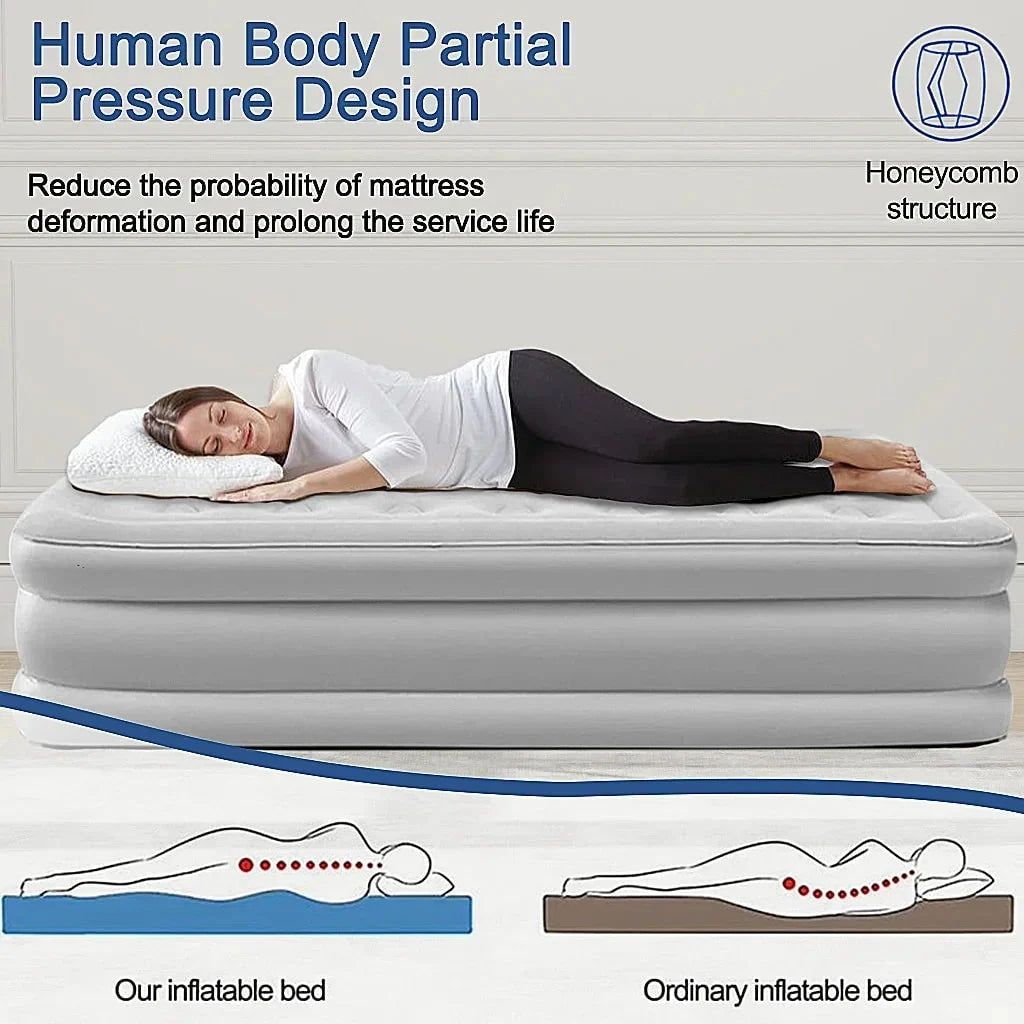 Air Mattress Double-High Electric Pump Backrest & Pillows