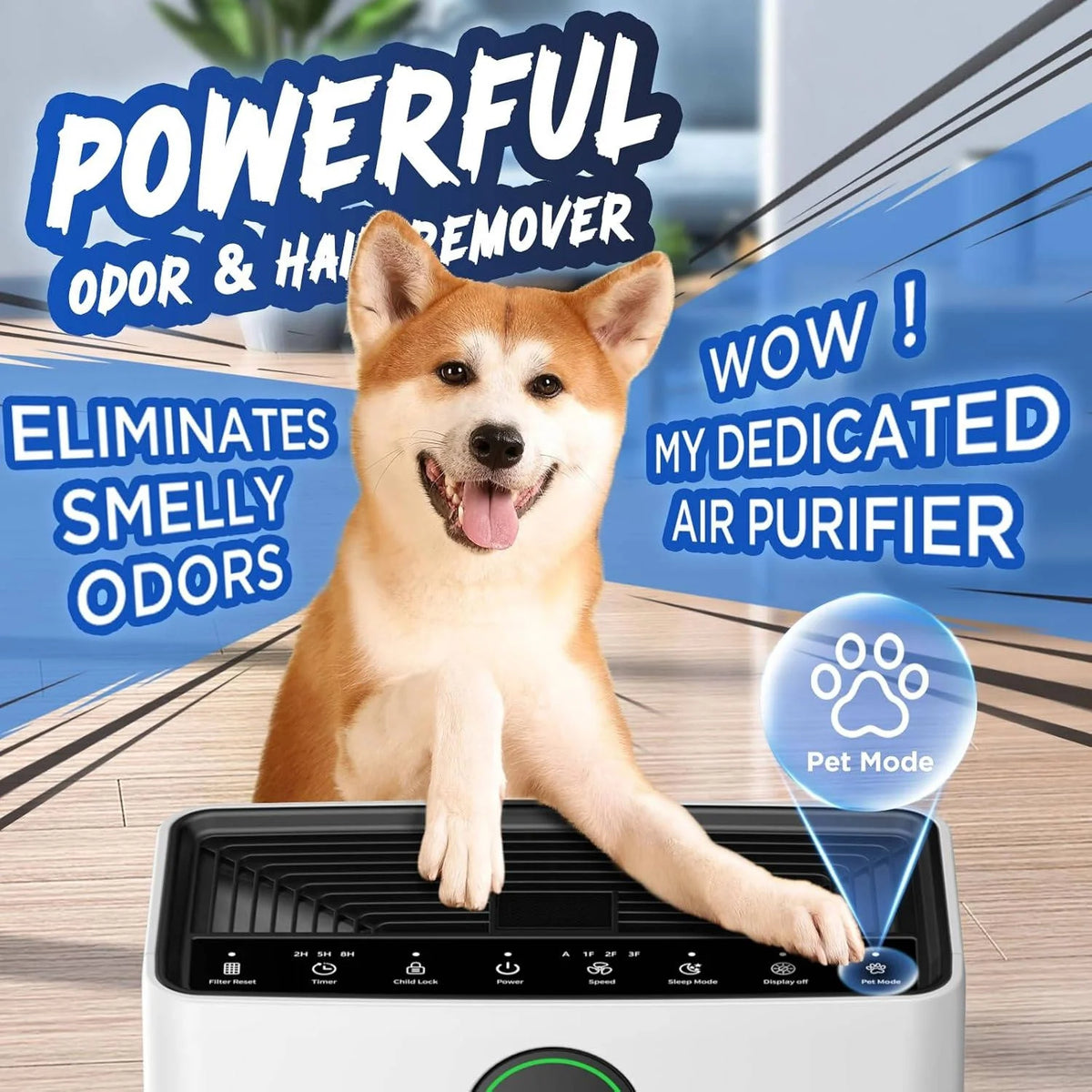 Air Purifier Pet Hair & Odor Filtration 2,200 Sq Ft Coverage PM2.5 Sensor