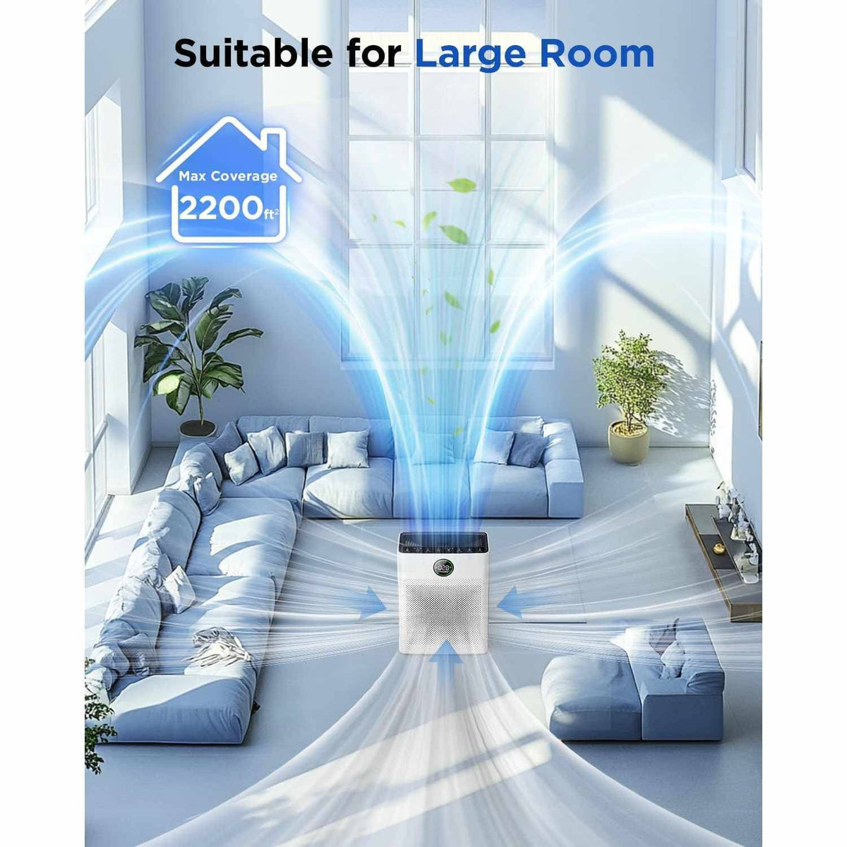 Air Purifier Pet Hair & Odor Filtration 2,200 Sq Ft Coverage PM2.5 Sensor